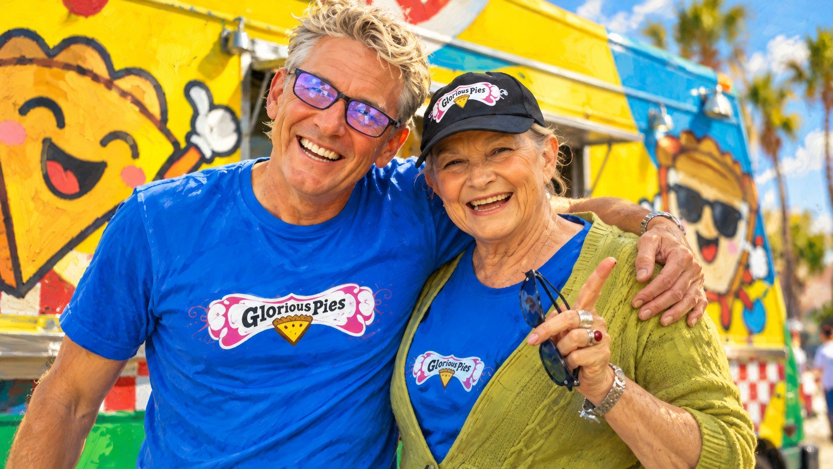 Mark McFillen and Dr. Joanne Lara in front of Glorious Pies